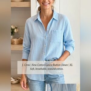 J. Crew Light Blue Cotton Gauze Button-Down Shirt